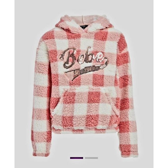 NWT BEBE GIRLS SHERPA HOODIE - Picture 1 of 5